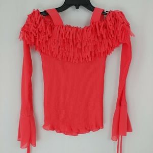 Dress Barn Coral tasseled Top